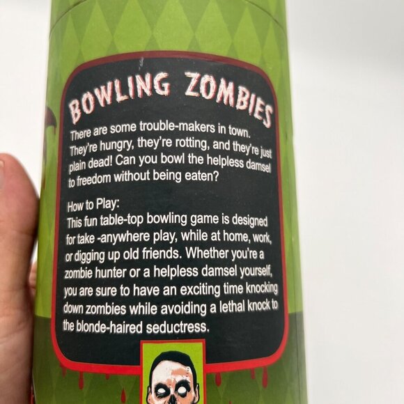 Bowling Zombies Bowling Set. Wooden Ball & 10 Pins Tabletop Set used Halloween w - Picture 5 of 12